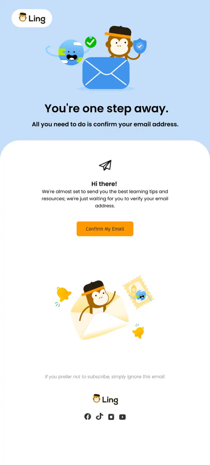 Ling email verification email, full length