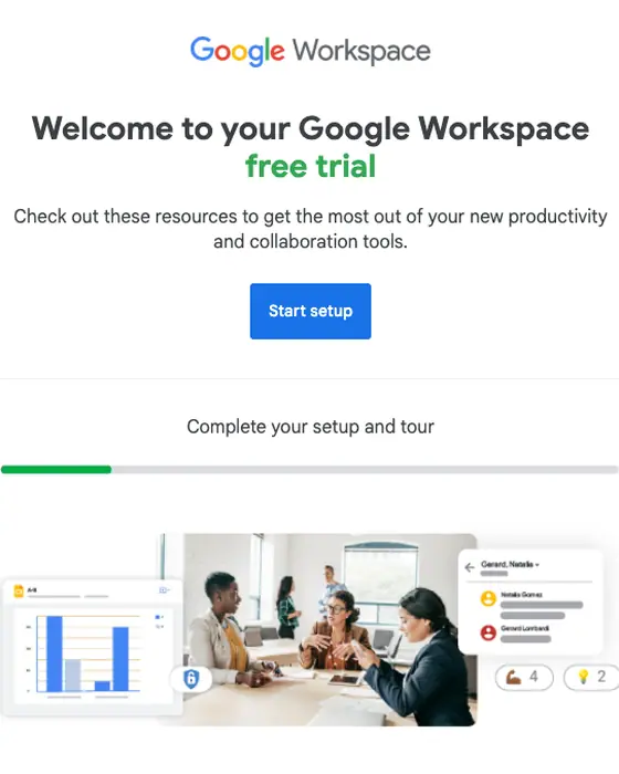 Google Workspace welcome email