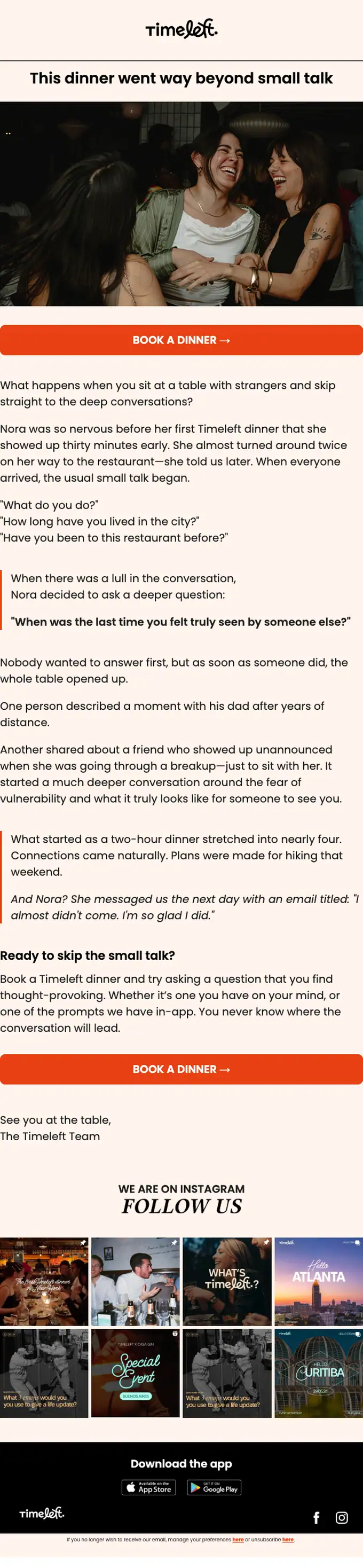 Timeleft promotional email, full length
