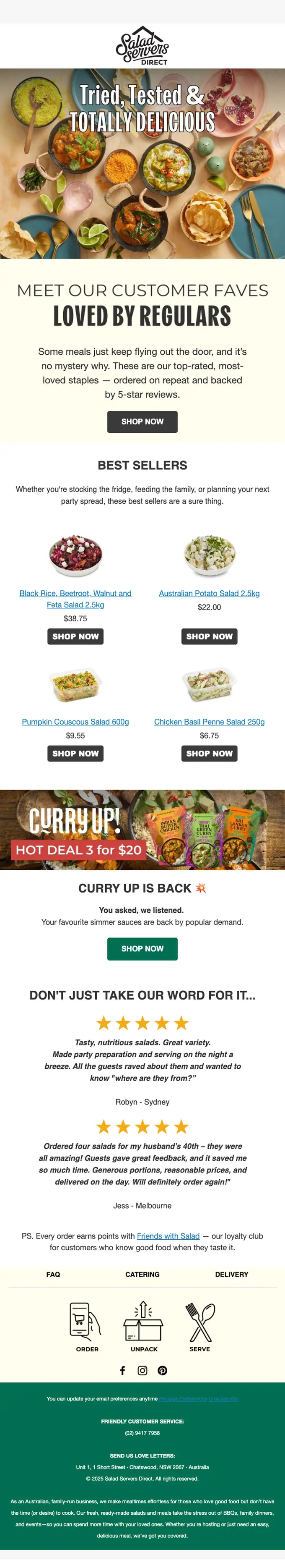 Salad Servers Direct promotional email, full length