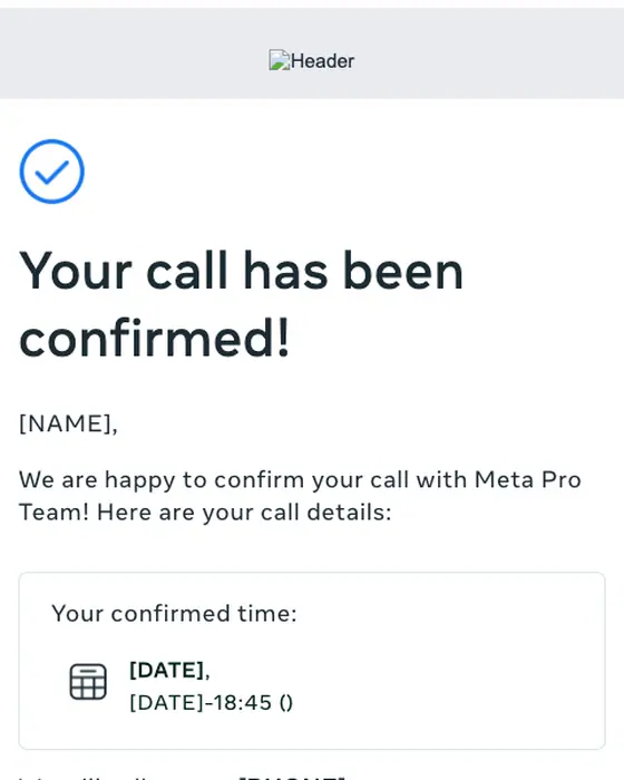 Meta Pro Team appointment email