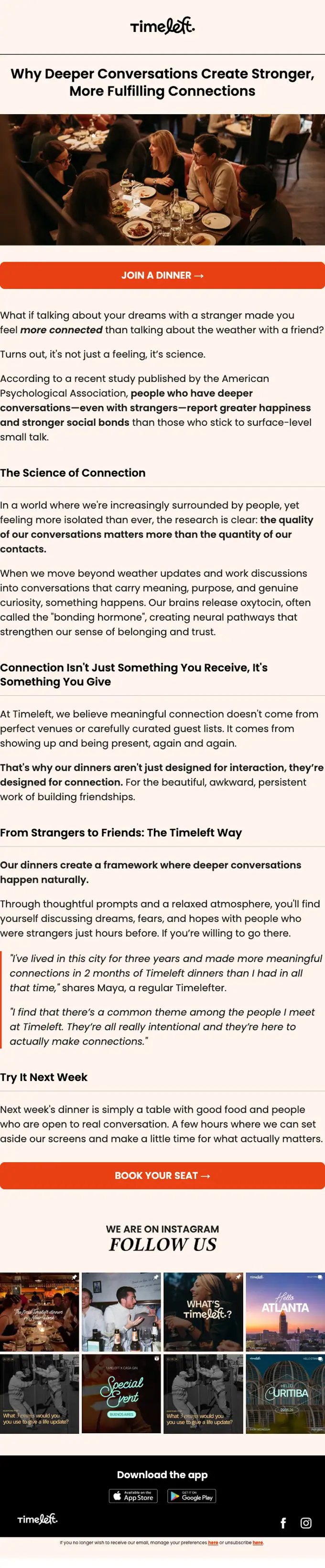 Timeleft promotional email, full length