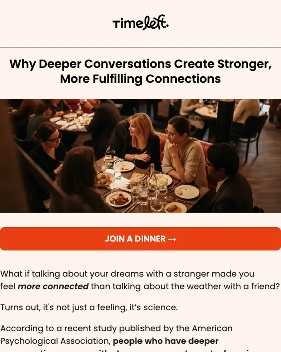 Timeleft promotional email