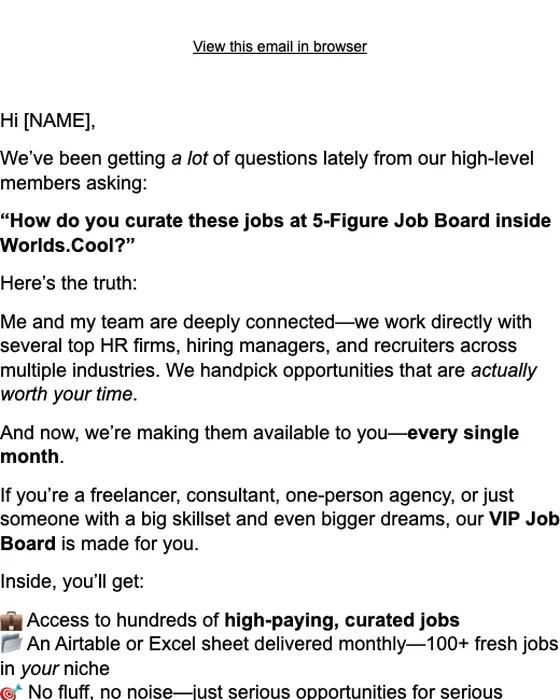 Worlds.Cool promotional email