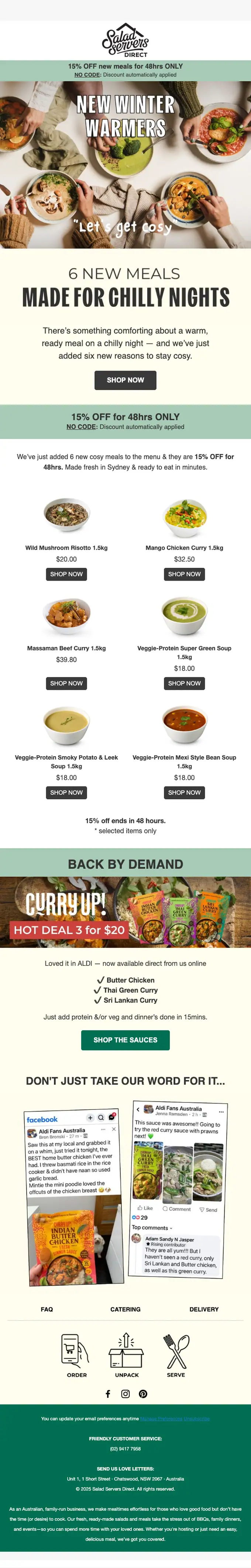 Salad Servers Direct promotional email, full length