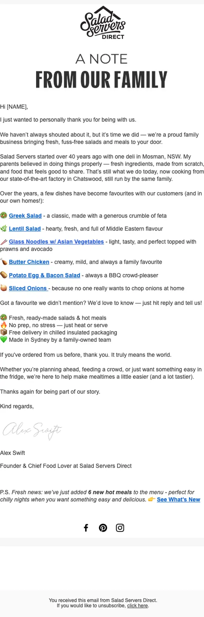 Salad Servers Direct re engagement email, full length