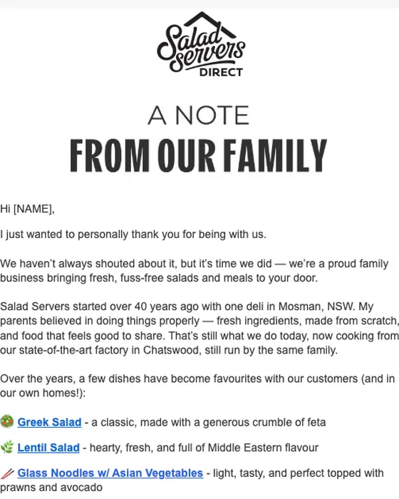 Salad Servers Direct re engagement email