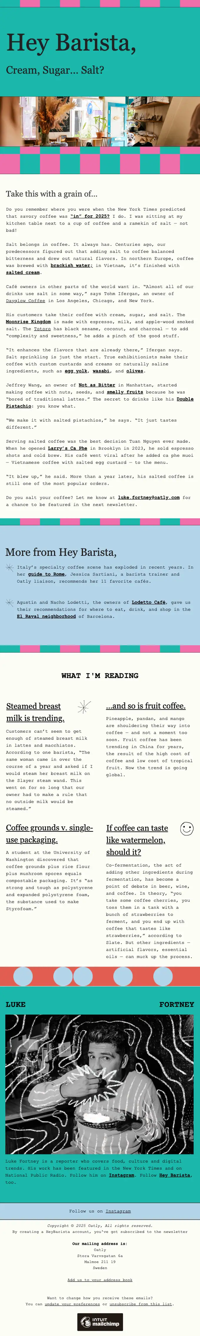 Oatly newsletter email, full length