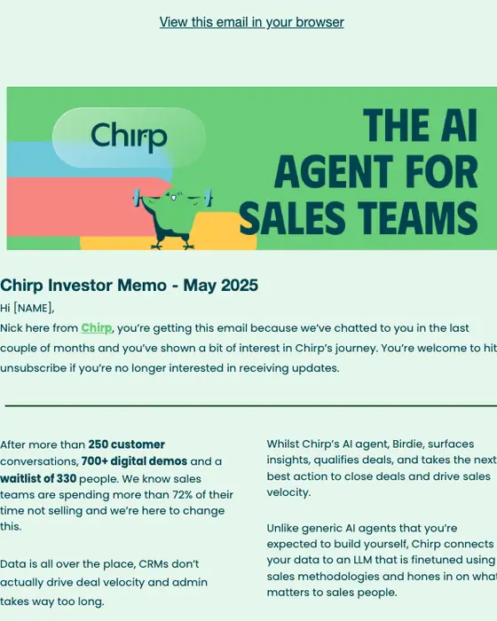 Chirp newsletter email