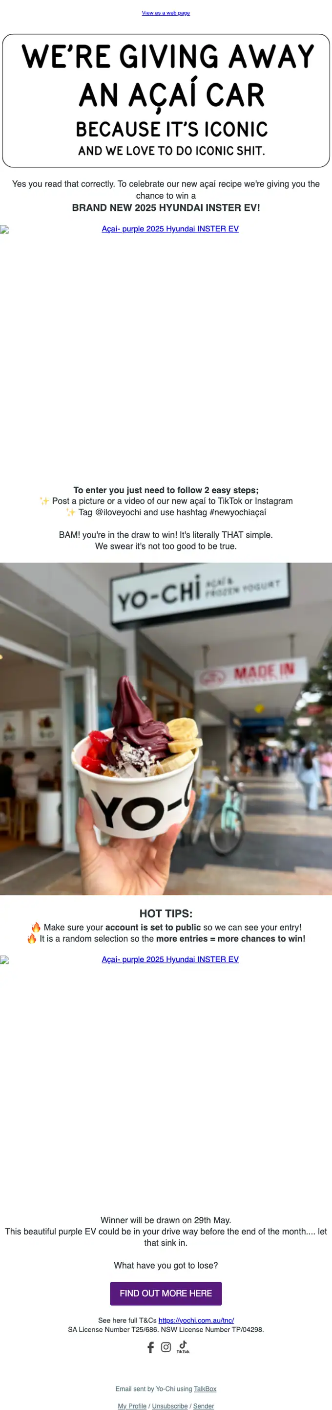 Yo-Chi promotional email, full length