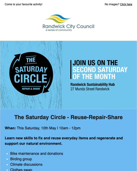 Randwick City Council event invite email