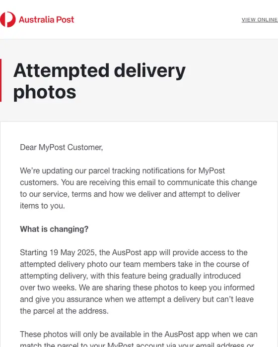 Australia Post email