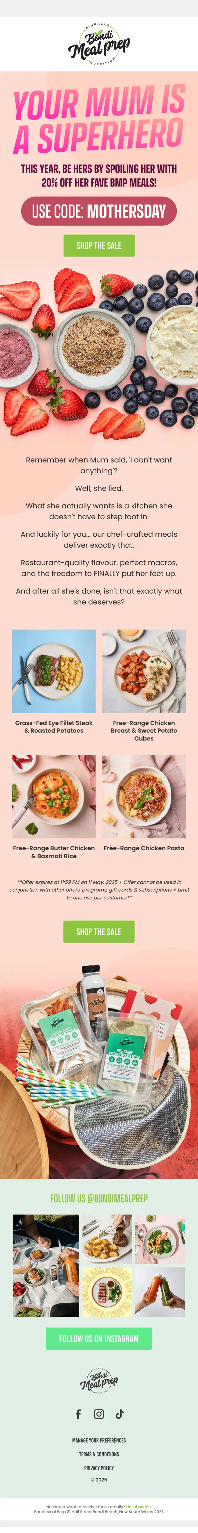 Bondi Meal Prep sale email, full length