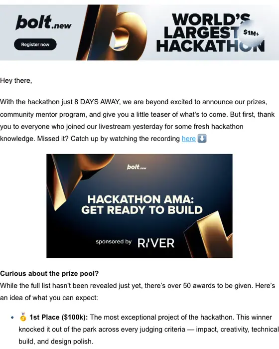 Bolt.new event invite email
