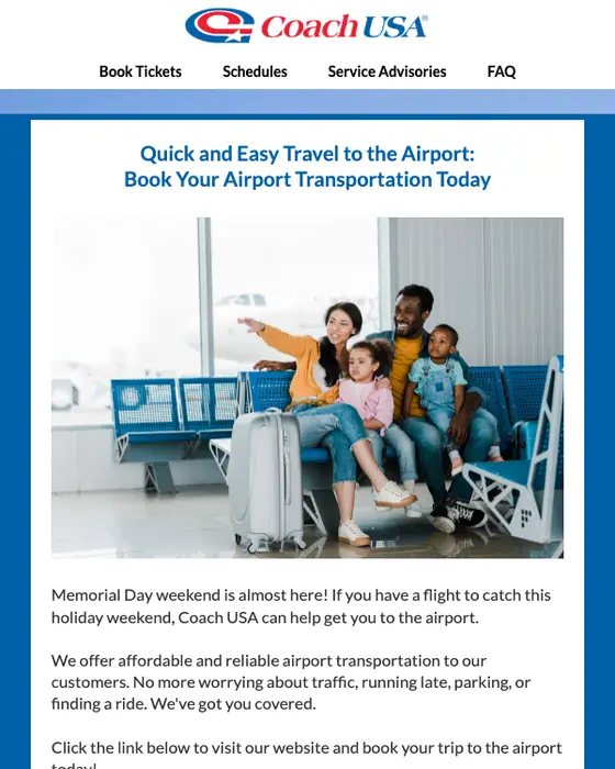 Coach USA promotional email