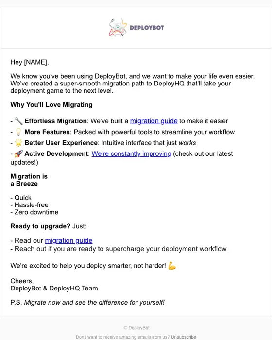 DeployBot account notice email
