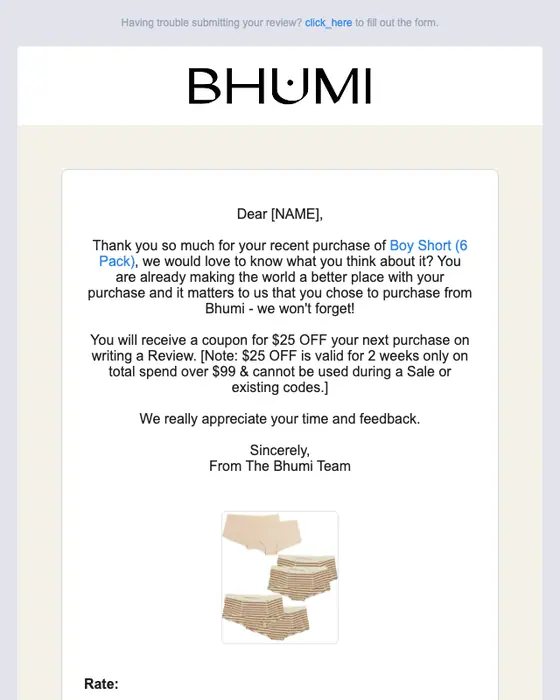 Bhumi Organic Cotton survey email