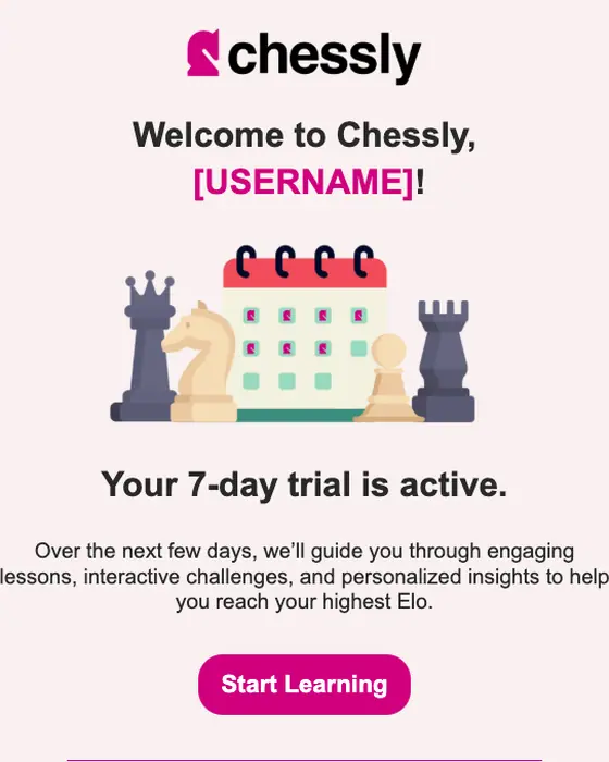 Chessly welcome email