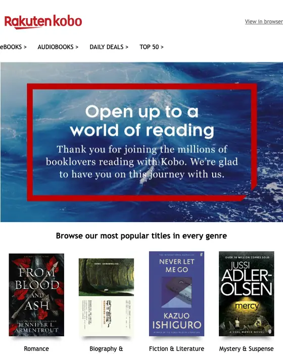 Kobo welcome email