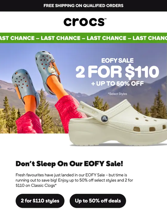 Crocs Australia sale email