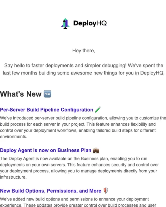 DeployHQ newsletter email