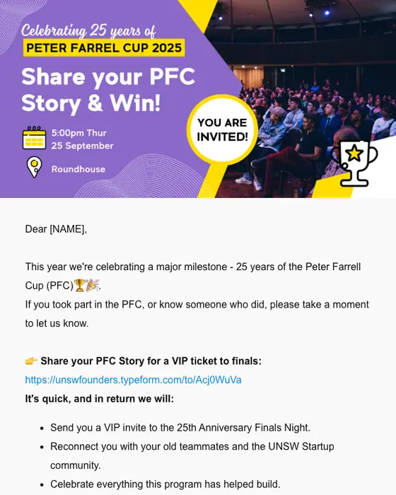 UNSW Founders survey email