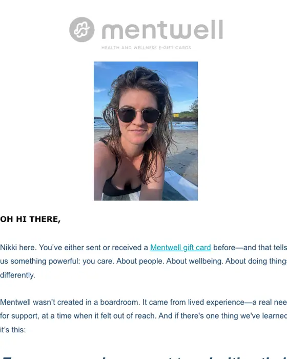 Mentwell promotional email