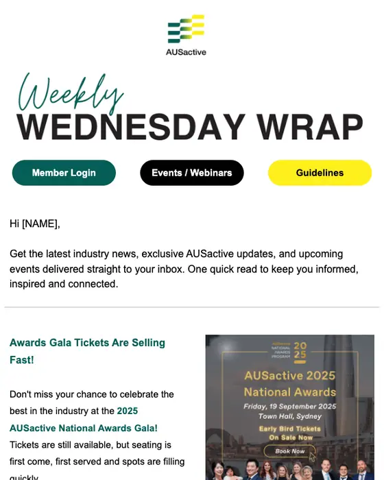 AUSactive newsletter email