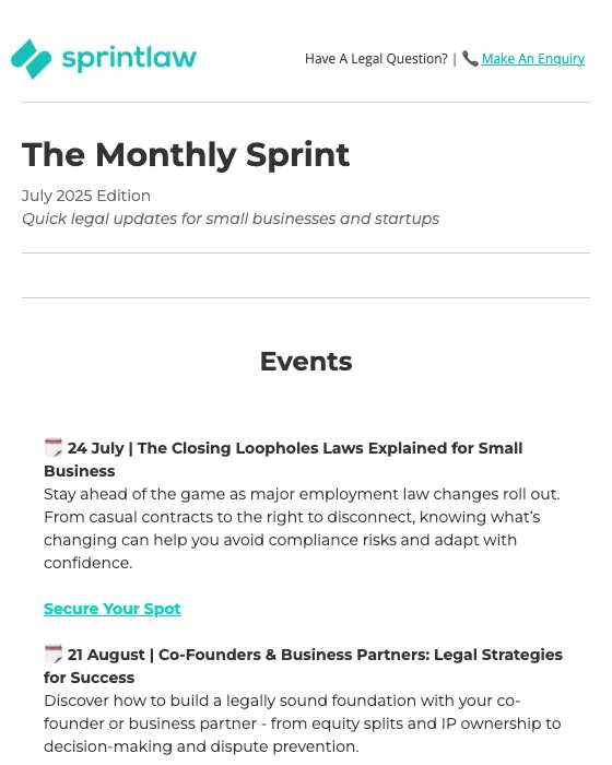 Sprintlaw newsletter email