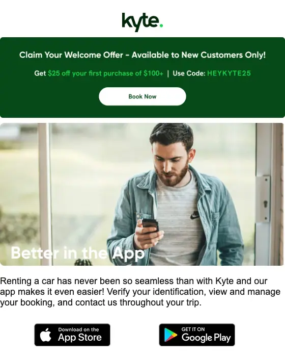 Kyte promotional email