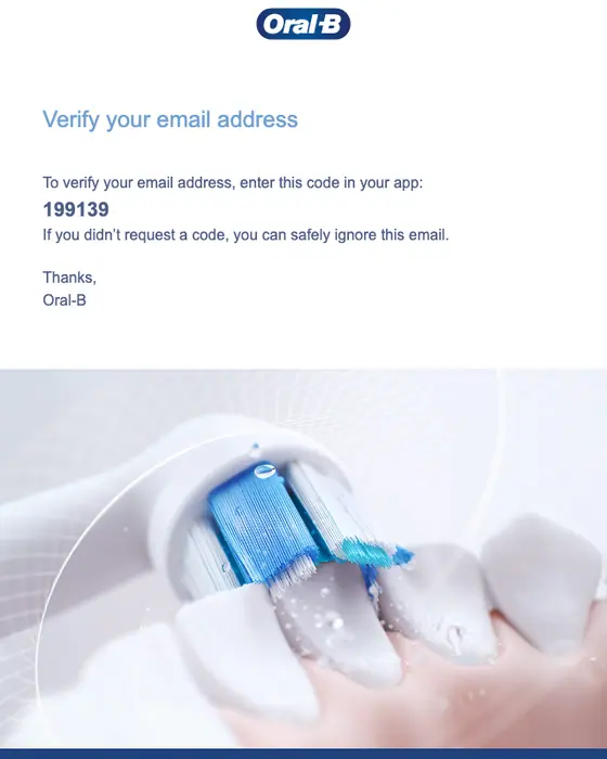 Oral-B email verification email