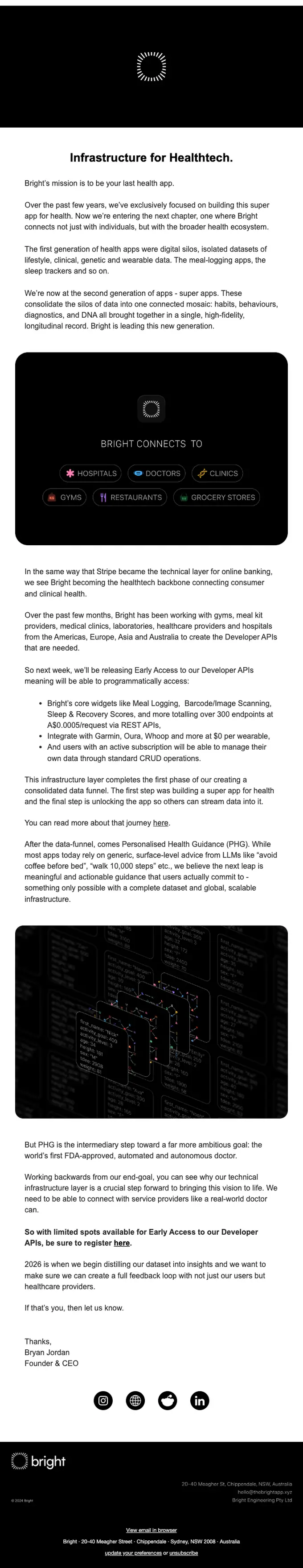 Bright product launch email, full length