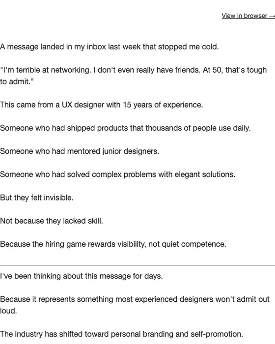 UX Careerpreneur newsletter email