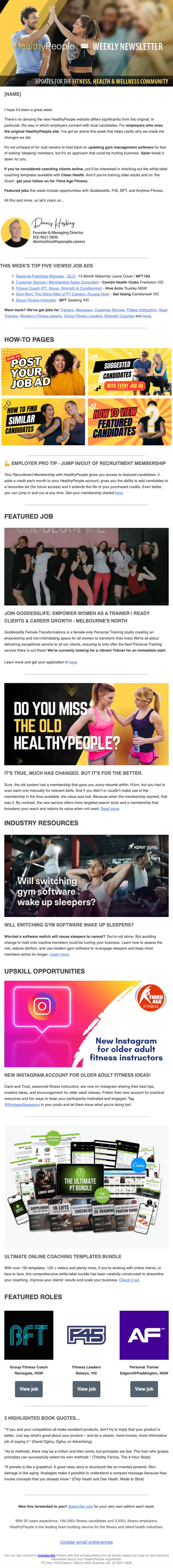 HealthyPeople newsletter email, full length