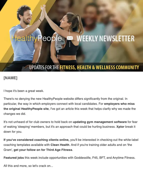 HealthyPeople newsletter email