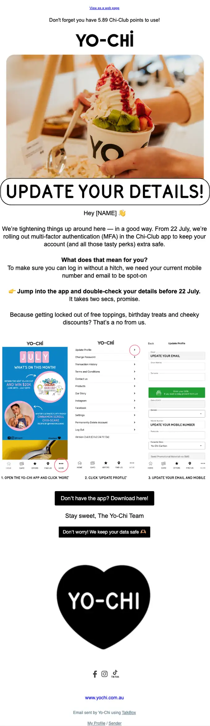 Yo-Chi security alert email, full length