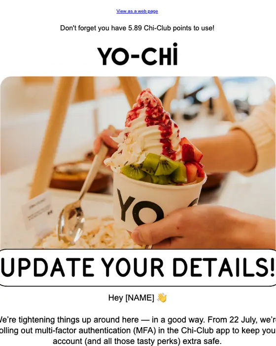 Yo-Chi security alert email