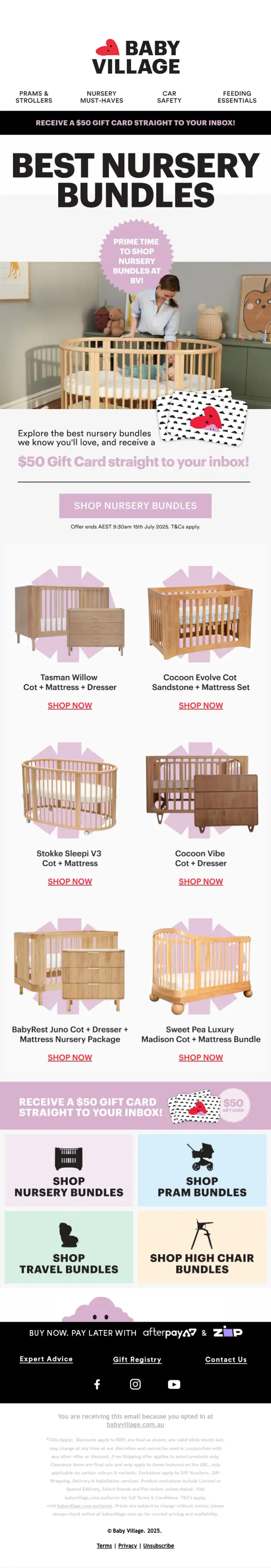 Baby Village discount offer email, full length