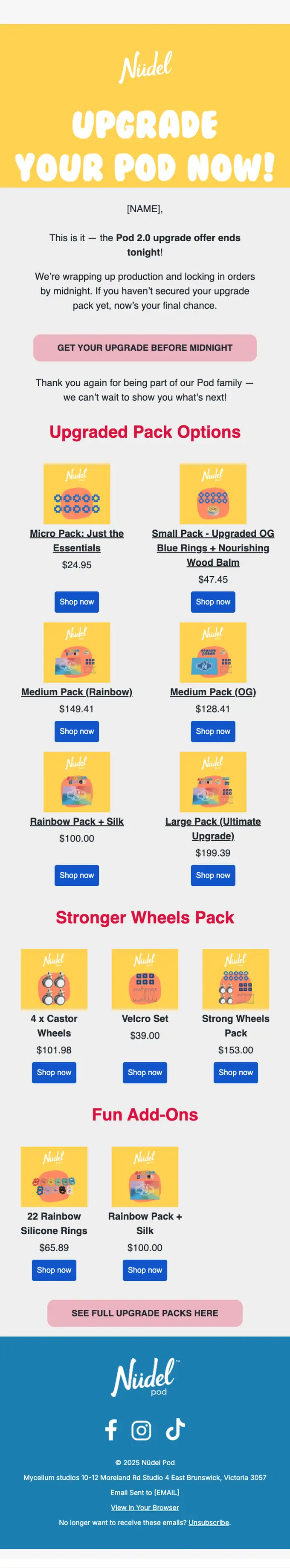 Nüdel Pod sale email, full length