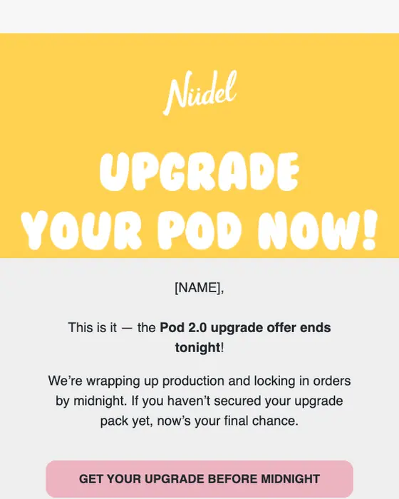 NΓΌdel Pod sale email