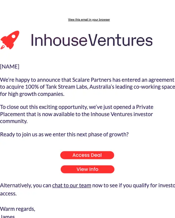 Inhouse Ventures promotional email