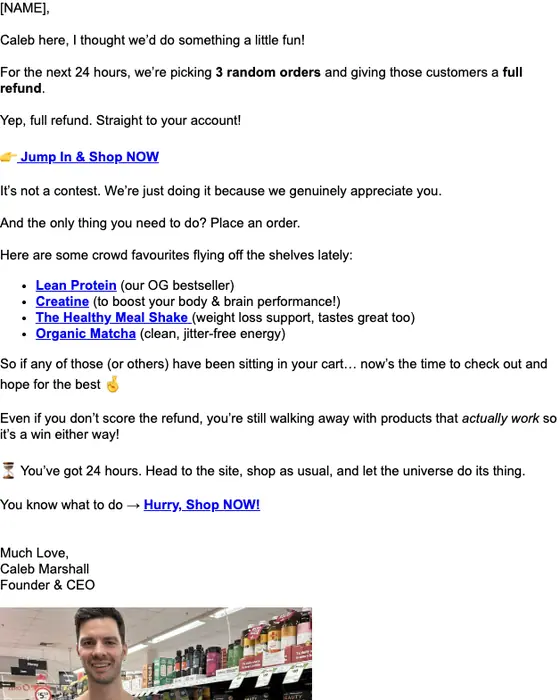Tropeaka promotional email