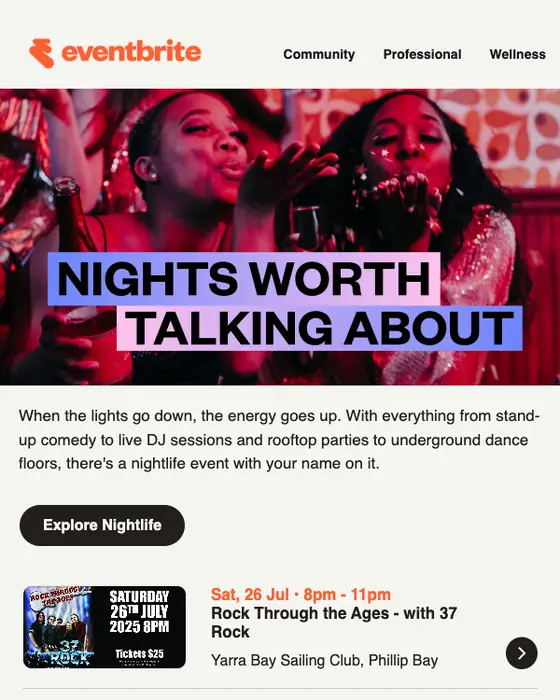 Eventbrite promotional email