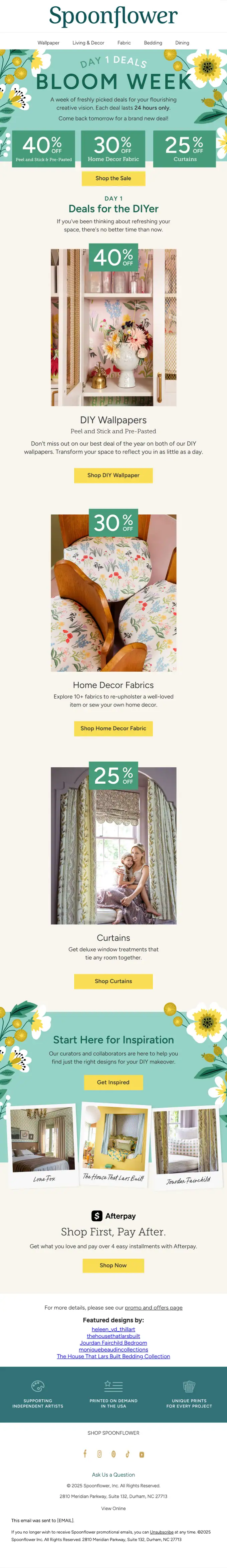 Spoonflower promotional email, full length
