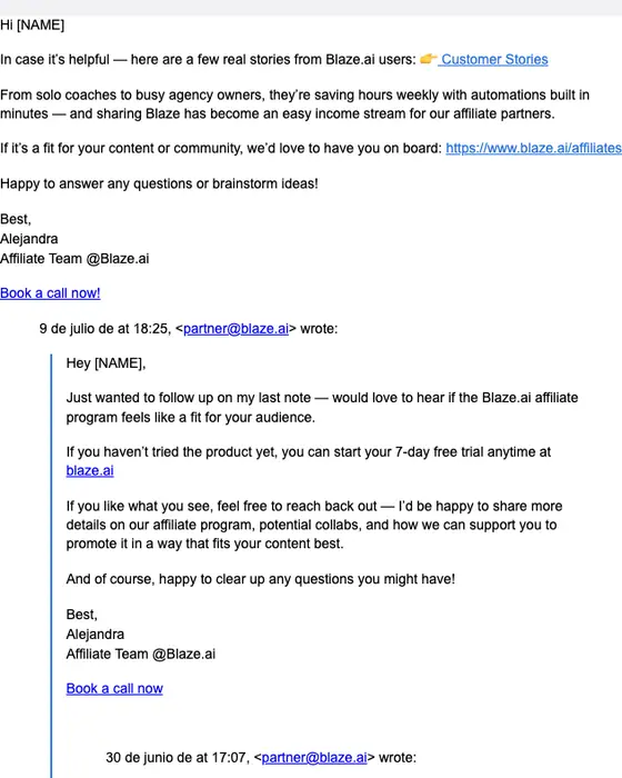 Blaze.ai referral email
