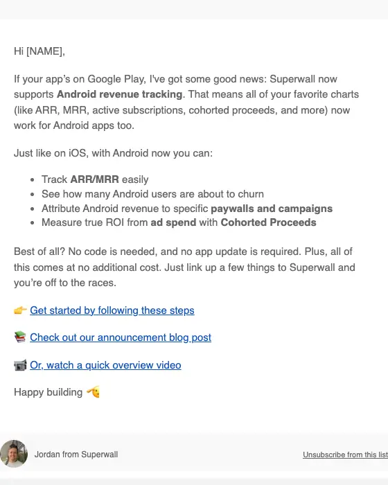 Superwall product launch email