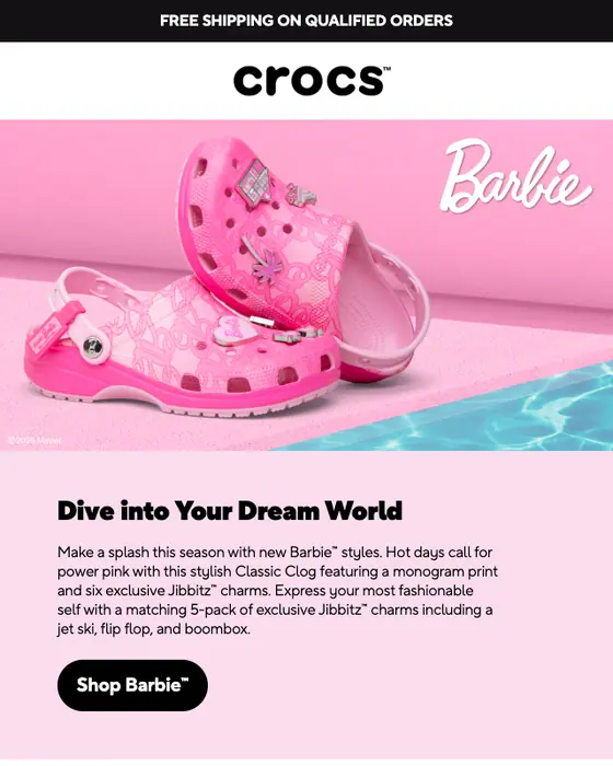 Crocs Australia product launch email
