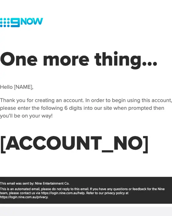 Nine Entertainment Co. email verification email
