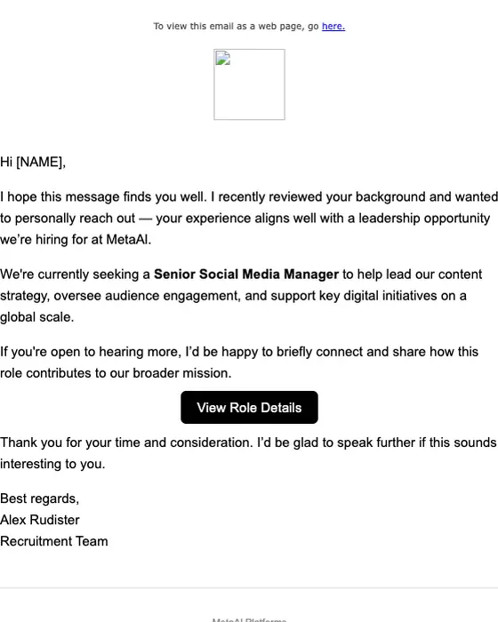 MetaAl job alert email