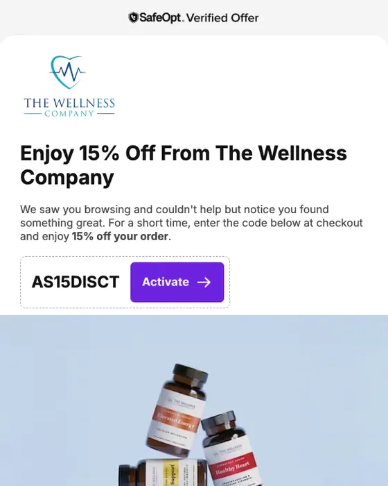 The Wellness Company abandoned cart email